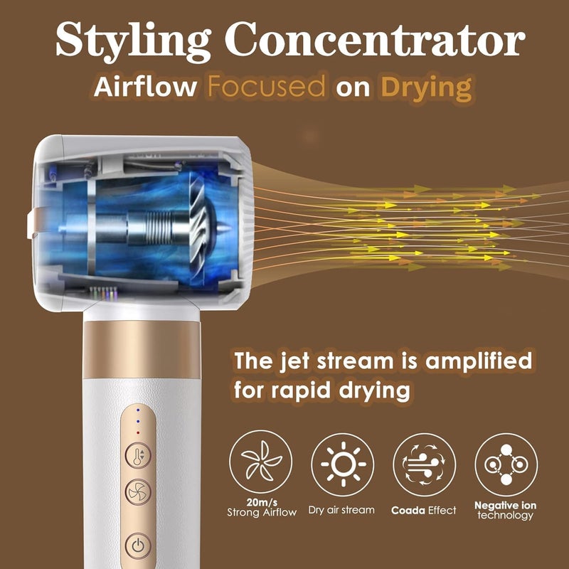 trylater 7 in One Blow Dryer Brush, Negative Ion Hair Dryer Brush Set Upgrade Hot Air Brush Air Styler Curling Wrap Air Curler, Curling Iron Hair Styling Tools As A Gift for Straight/Curl/Drying/Smoothing - Image 3